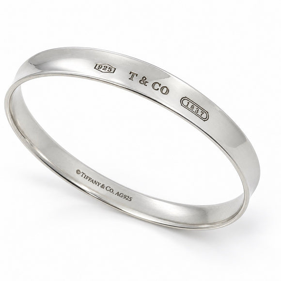 Tiffany & Co. 1837 Round Bangle Bracelet 7.5" in 925 Sterling Silver