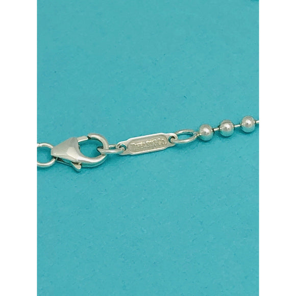 16" Tiffany & Co Atlas Dog Tag Necklace on Bead Chain Necklace in Silver