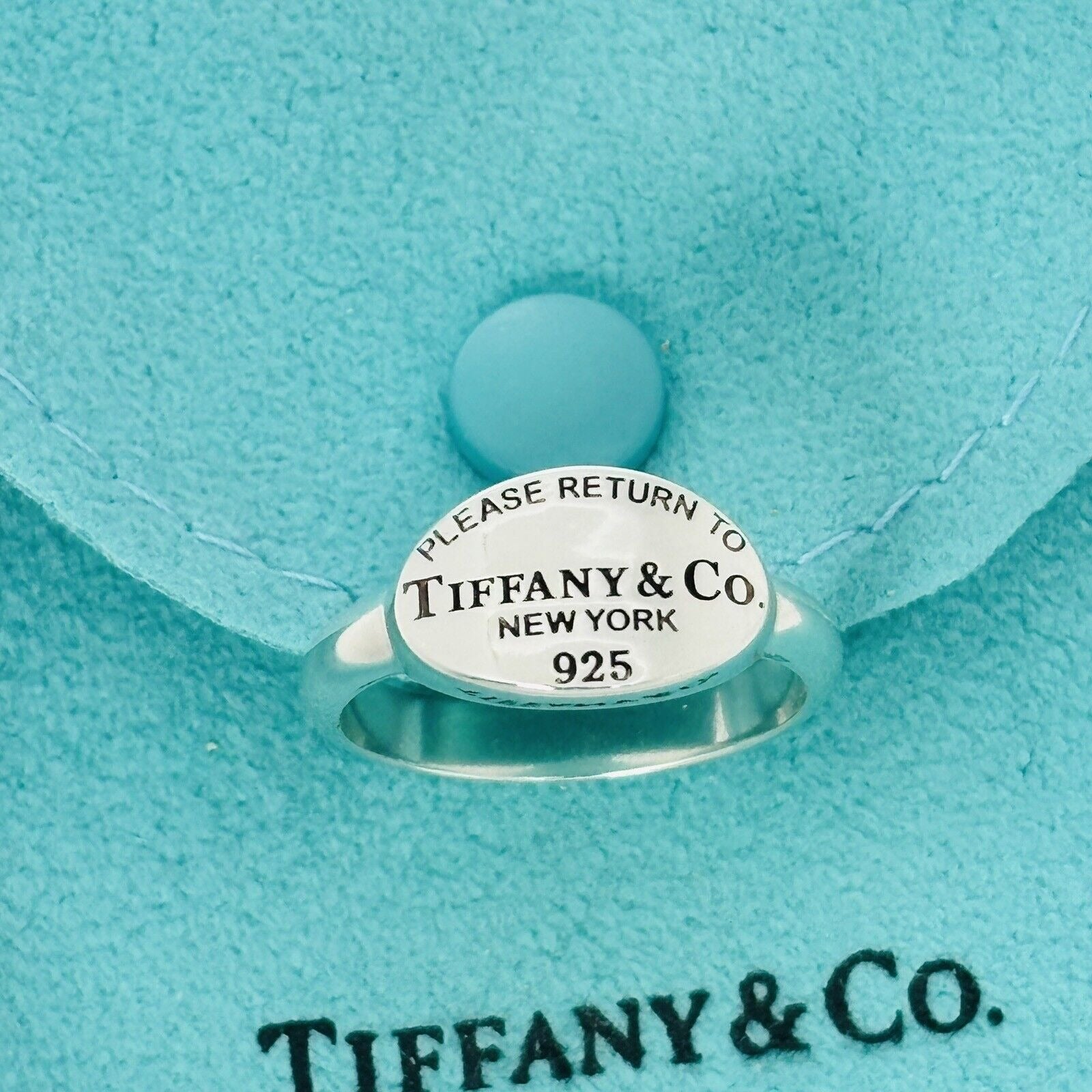 Size 8 Please Return to Tiffany & Co Oval Signet Ring in Sterling Silver