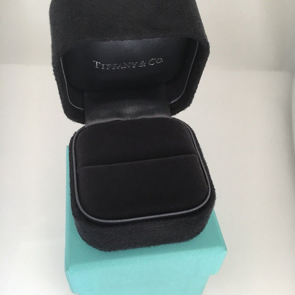 Tiffany Empty Jewelry Ring Box Blue Black Suede Presentation Storage