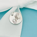 Tiffany Silver Letter M Alphabet Initial Round Circle Notes Charm Pendant-3