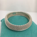7" SMALL Tiffany & Co Sterling Silver Somerset Mesh Weave Bangle Bracelet-8