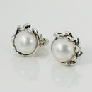 Tiffany Small 6mm Pearl Olive Leaf Earring by Paloma Picasso Stud in Silver-2