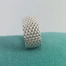 Size 5.5 Tiffany & Co Somerset Mesh Weave Unisex Ring in Sterling Silver-5
