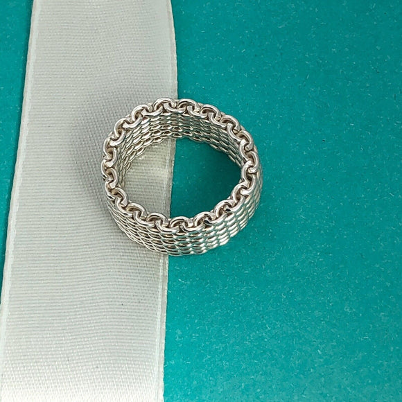 Size 5 Tiffany & Co Sterling Silver Somerset Mesh Weave Ring