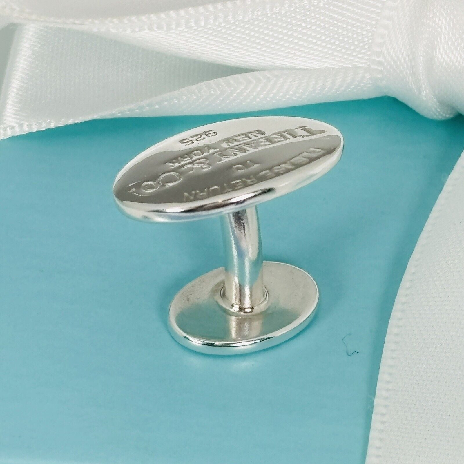 Return to Tiffany Oval Cufflink in Sterling Silver 1 Single Replacement For Lost