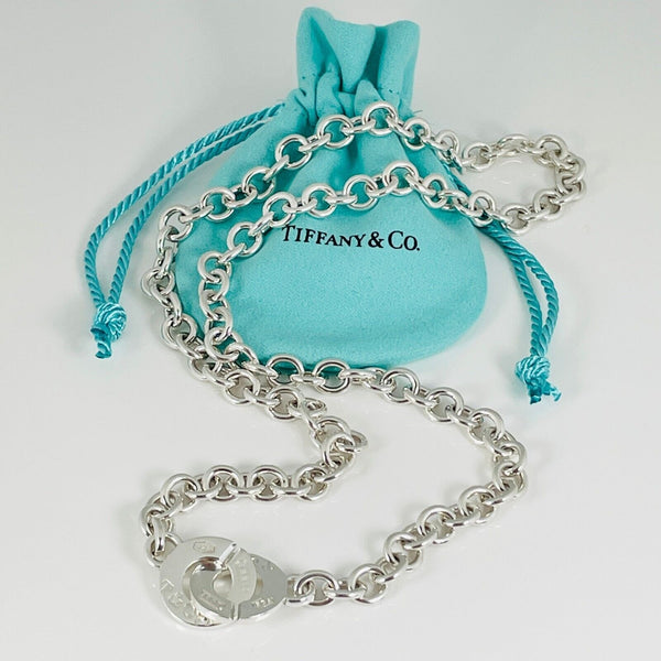 22" Tiffany 1837 Interlocking Circle Clasp Toggle Necklace Mens Unisex Plus Size - 2