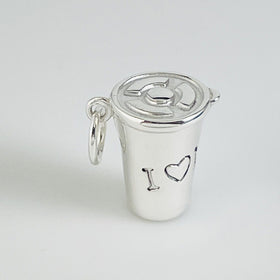 RARE Tiffany & Co I Heart Love NY Coffee Cup Beverage Tumbler Charm AUTHENTIC - 0