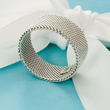 Size 10.5 Tiffany Somerset Ring Firm Mesh Weave Mens Unisex in Sterling Silver - 0