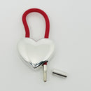 Tiffany & Co Silver Puffed Heart Key Ring Keychain in Red Rubber Sterling Silver-3