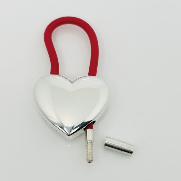 Tiffany & Co Silver Puffed Heart Key Ring Keychain in Red Rubber Sterling Silver