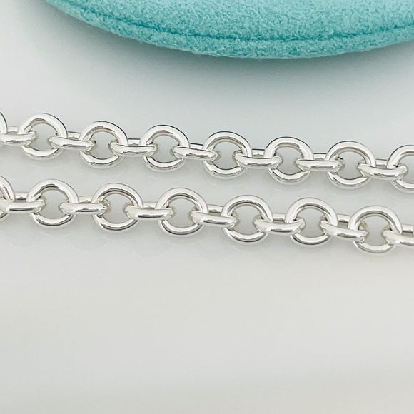 24" Tiffany & Co Large Round Link Rolo Chain Necklace Mens Unisex