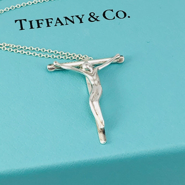 18" Tiffany & Co 27mm Sterling Silver Crucifix Elsa Peretti Cross Necklace - 1