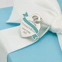 NEW Return to Tiffany Blue Enamel Ribbon Bow Banner Heart Tag Pendant Charm - 2