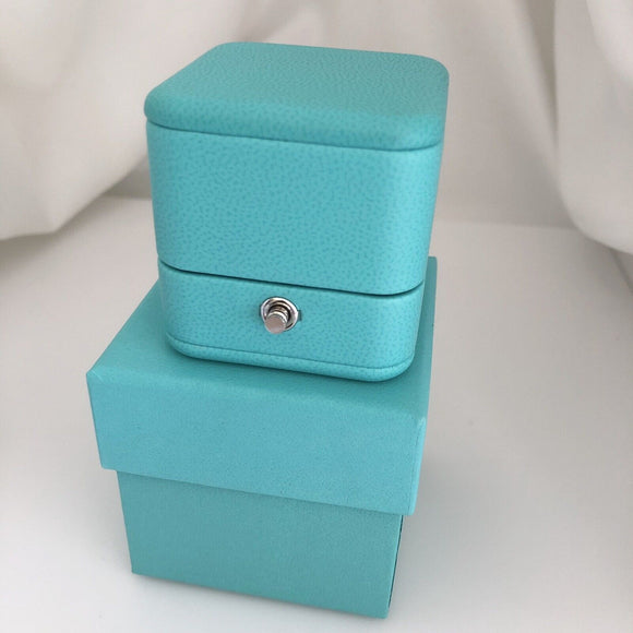Tiffany & Co Blue Leather Empty Ring Box and Blue Gift Box