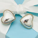 Tiffany & Co Vintage  Puffed Heart Clip on Earrings Twist Gold Rope Edge - 2