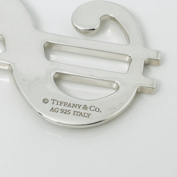 RARE Tiffany & Co Dollar Sign Key Ring Chain in Sterling Silver Currency Code