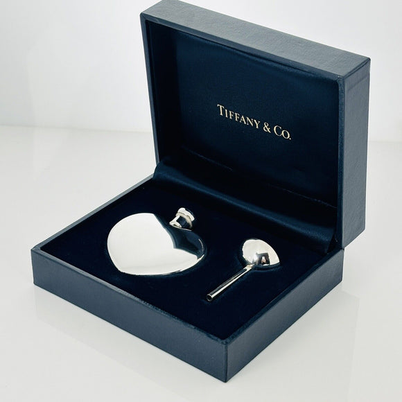 Vintage TIFFANY & Co. Sterling Silver Heart Perfume Flacon Bottle Funnel & Box