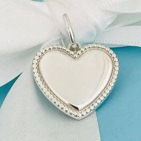 Tiffany & Co Heart Pendant Beaded Edge Milgrain Engravable Pendant or Charm