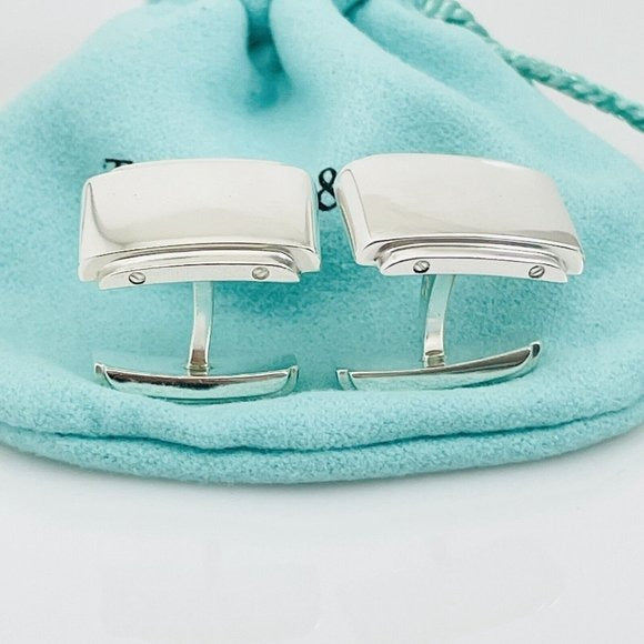 Tiffany Metropolis Cuff Links in Sterling Silver Engravable