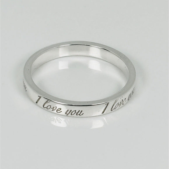 Size 7.5 Tiffany & Co I Love You Narrow Ring in Sterling Silver