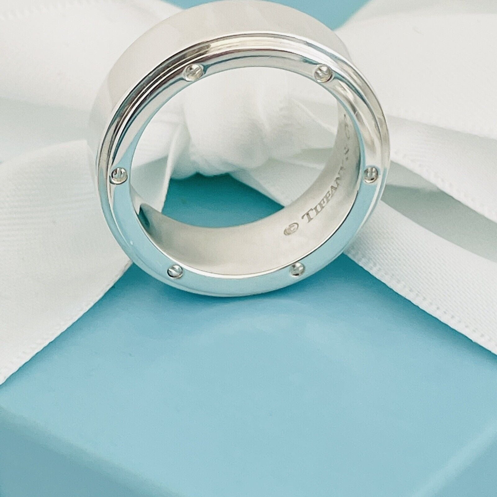 Size 9.5 Tiffany Metropolis Ring Mens Unisex in Sterling Silver