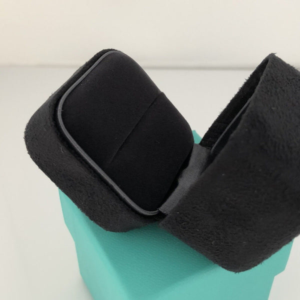 Authentic Tiffany And Co. Black Suede Empty Ring Box With Blue Box - 4