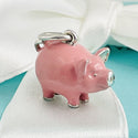 RARE Tiffany & Co Pink Enamel Pig Charm Pendant in Sterling Silver - 3