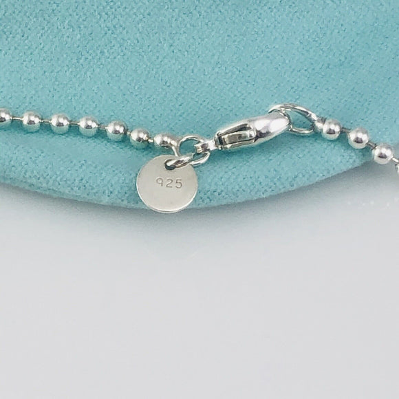 30" Tiffany & Co Mens Coin Edge ID Dog Tag Bead Chain Necklace