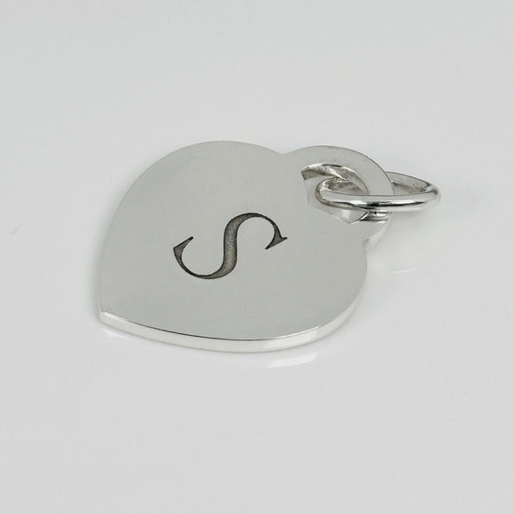 Tiffany Letter S Heart Pendant or Charm Notes Alphabet