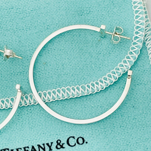 Tiffany T Wire Smile Large Hoop Earrings in Sterling Silver