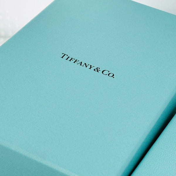 Tiffany & Co Necklace Earring Set Storage Presentation Gift Box Blue Leather Lux - 7