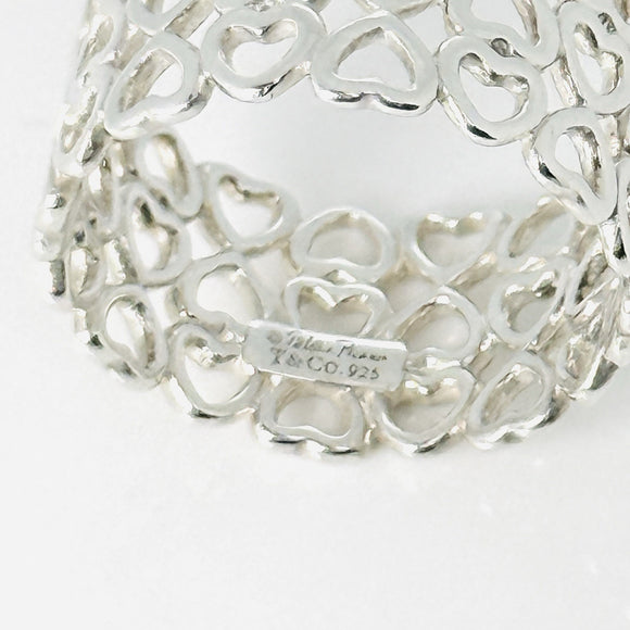 Size 5.5 Tiffany Crown of Hearts Ring Wide Band in Sterling Silver