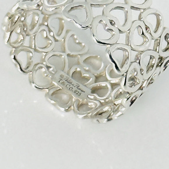 Size 5.5 Tiffany Crown of Hearts Ring Wide Band in Sterling Silver
