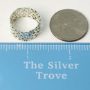 Size 5.5 Tiffany Crown of Hearts Ring Wide Band in Sterling Silver-7