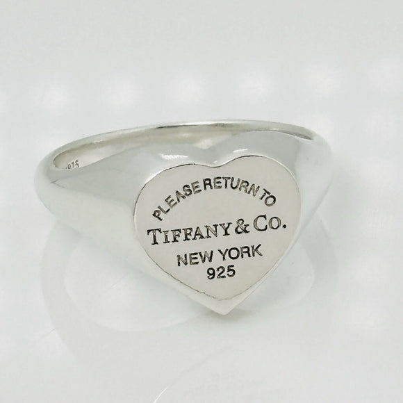 Size 6.5 Return to Tiffany Heart Signet Ring in Sterling Silver