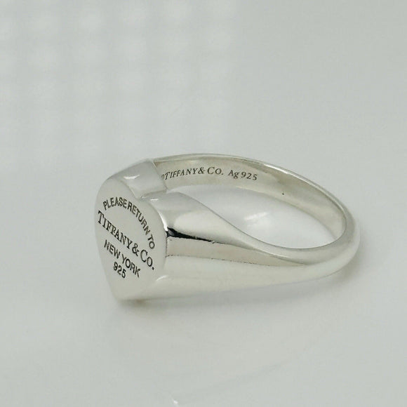 Size 6.5 Return to Tiffany Heart Signet Ring in Sterling Silver