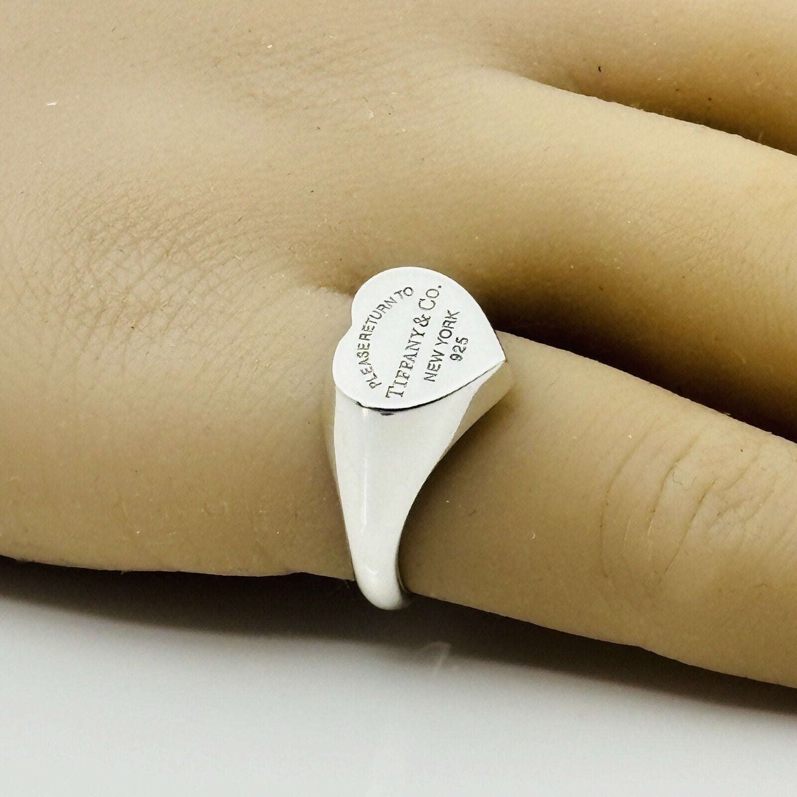 Size 6.5 Return to Tiffany Heart Signet Ring in Sterling Silver FREE Shipping