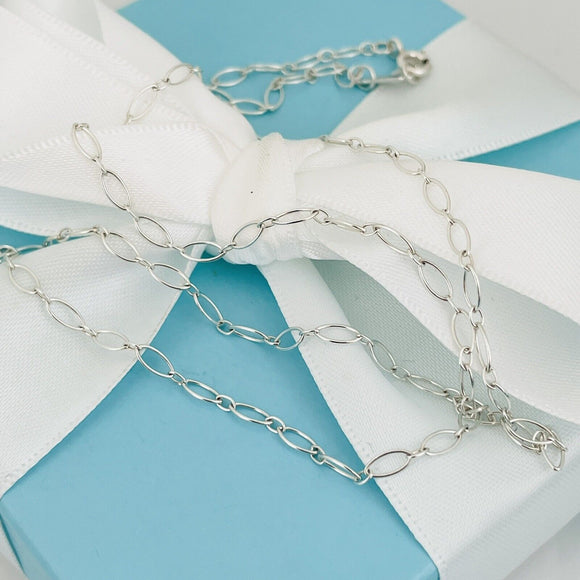 16" Tiffany & Co Oval Link Chain Necklace Classic Style in Sterling Silver