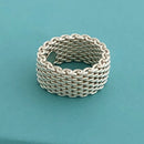 Size 6.5 Tiffany & Co Sterling Silver Somerset Mesh Basket Weave Ring-5