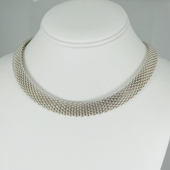 17.5" Tiffany & Co Somerset Mesh Collar Necklace in Sterling Silver