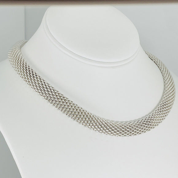 17.5" Tiffany & Co Somerset Mesh Collar Necklace in Sterling Silver