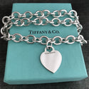 16" Tiffany & Co Sterling Silver  Blank Heart Tag Necklace with Blue Box - 2