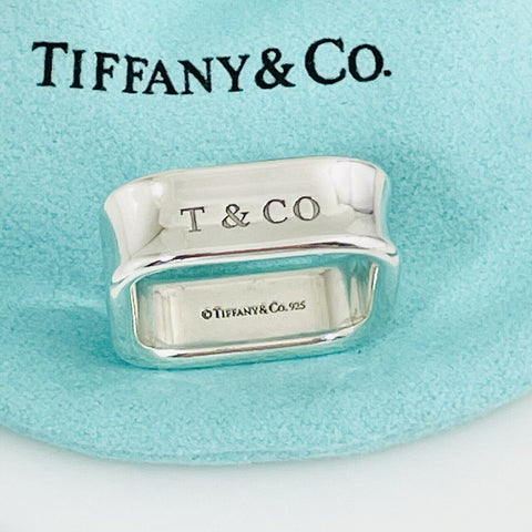 Size 8.5 Tiffany 1837 Square Ring in Sterling Silver Unisex Mens - 0