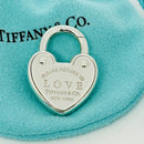 18" Please Return to Tiffany Love Heart Charm Pendant Padlock Lock Rolo Necklace-3
