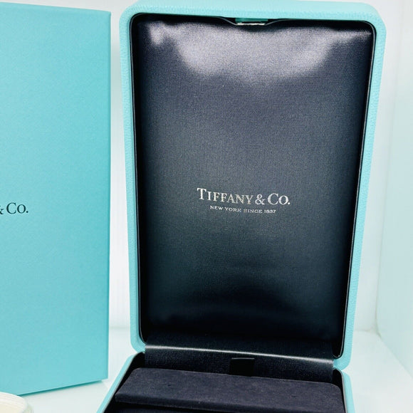 Tiffany & Co Necklace Earring Set Storage Presentation Gift Box Blue Leather Lux
