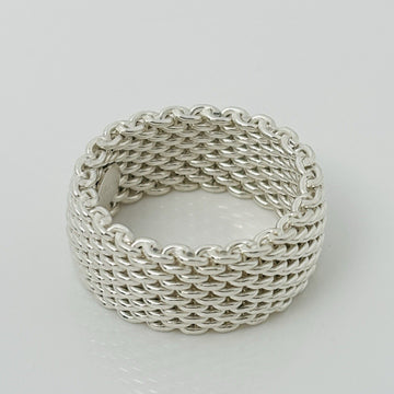 Size 10 Tiffany & Co Somerset Ring Mesh Weave Mens Unisex in Sterling Silver