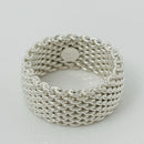 Size 10 Tiffany & Co Somerset Ring Mesh Weave Mens Unisex in Sterling Silver-4