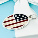 Tiffany American Flag Oval Tag Pendant Charm Red White Blue Enamel Mens Unisex - 1