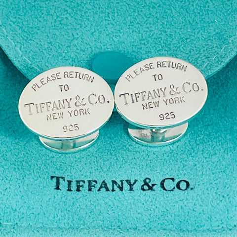 Please Return to Tiffany Oval Cufflinks in Sterling Silver